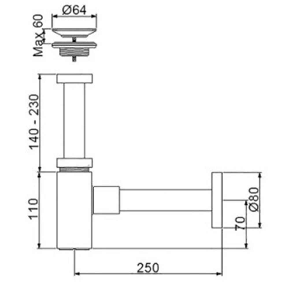 Newarc Corner Süzgeçli Siyah Lavabo Sifonu - 760521B 2