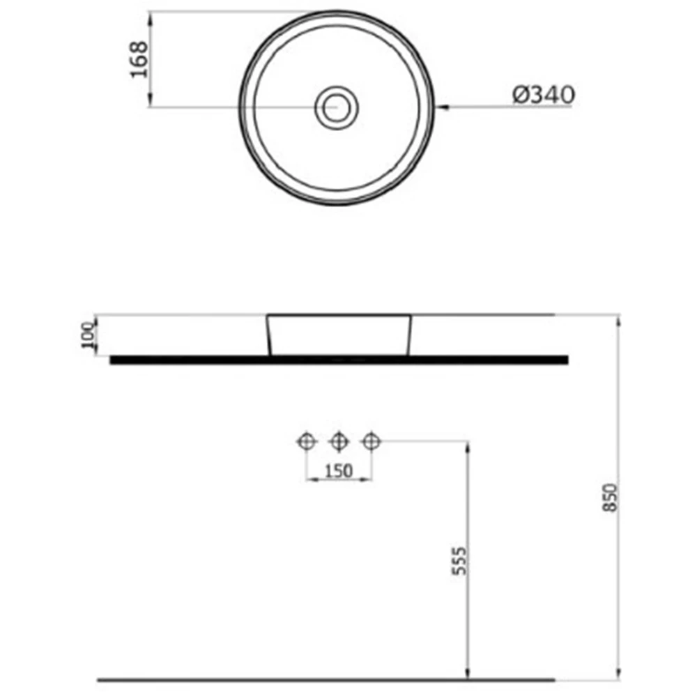 Newarc Mittes 34 Cm Tezgah Üstü Lavabo - MİT.L.034 2