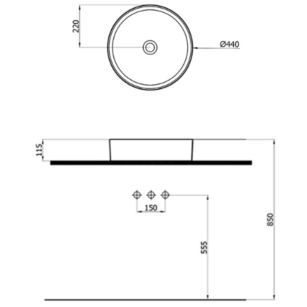 Newarc Mittes 44 Cm Tezgah Üstü Lavabo - MİT.L.044 2