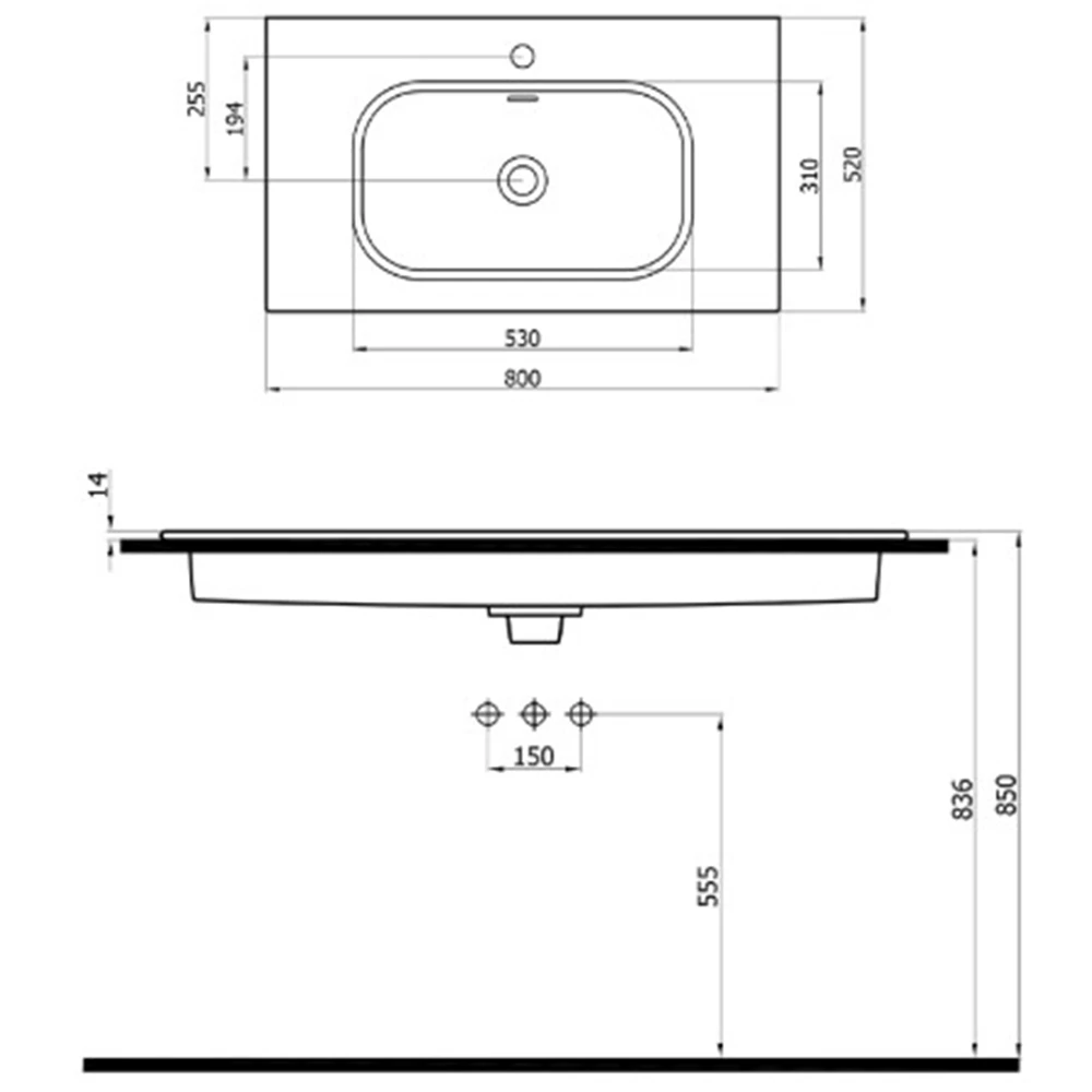 Newarc Natural 80x52 Cm Etajerli Lavabo - 504080-1 2