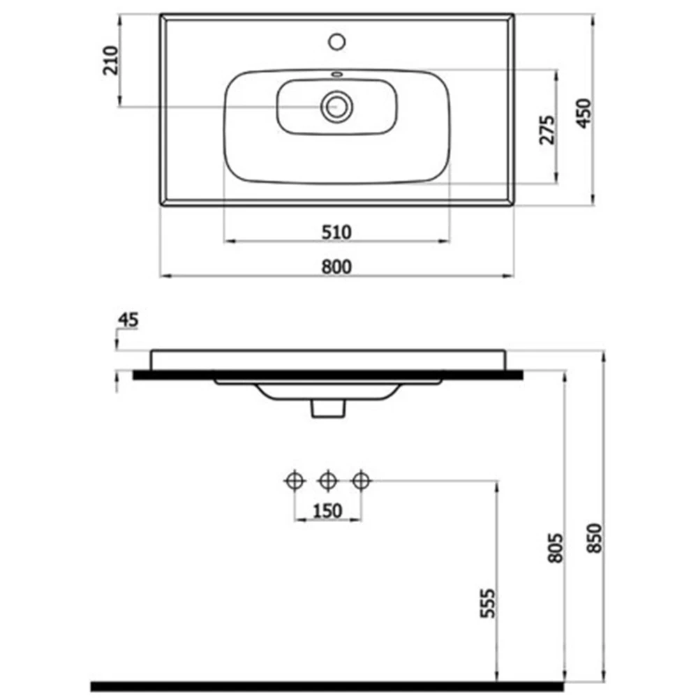 Newarc Newline 80x45 Cm Lavabo - NEW.L.080 2