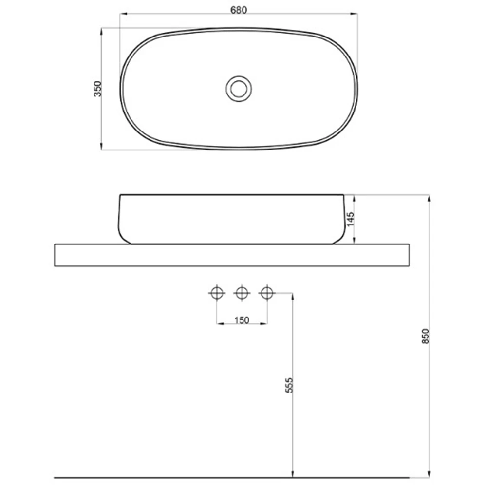 Newarc Nice 68x35 Cm Tezgah Üstü Lavabo - ART.L.005 2