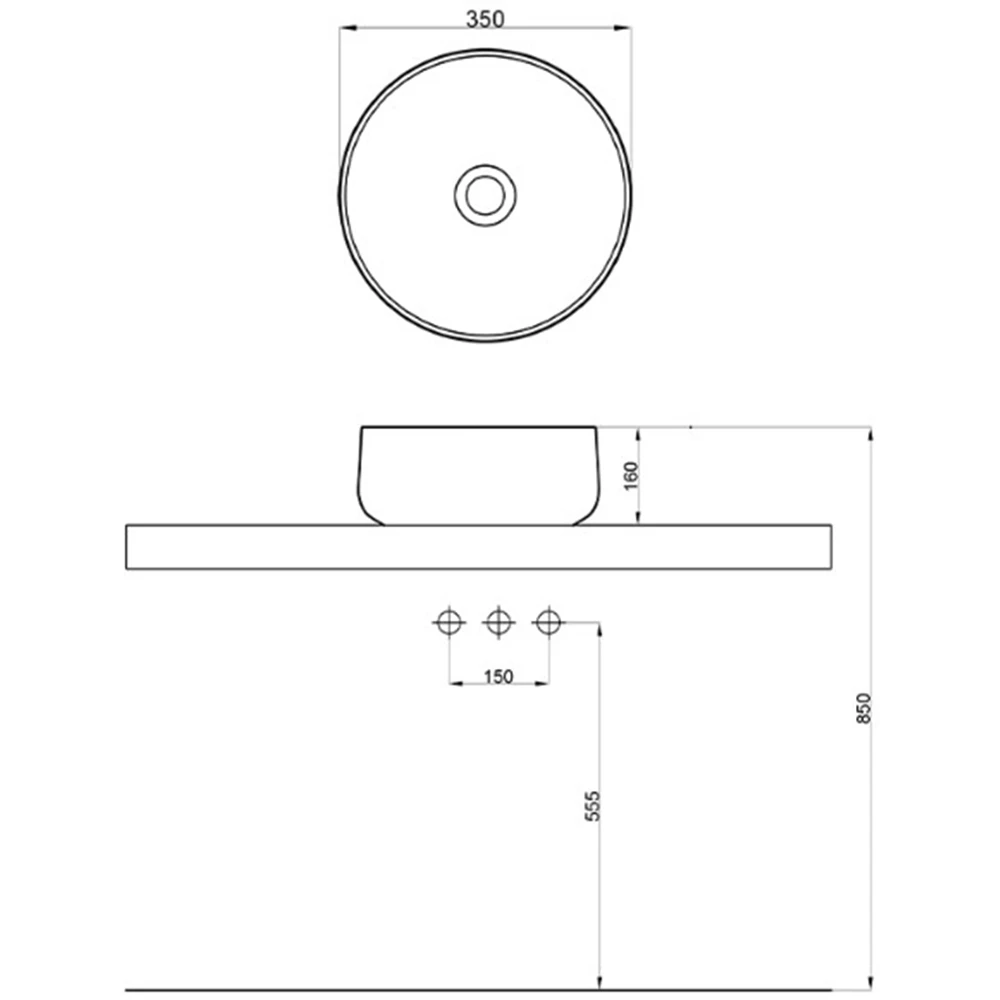 Newarc Sonic 35 Cm Tezgah Üstü Lavabo - ART.L.004 2