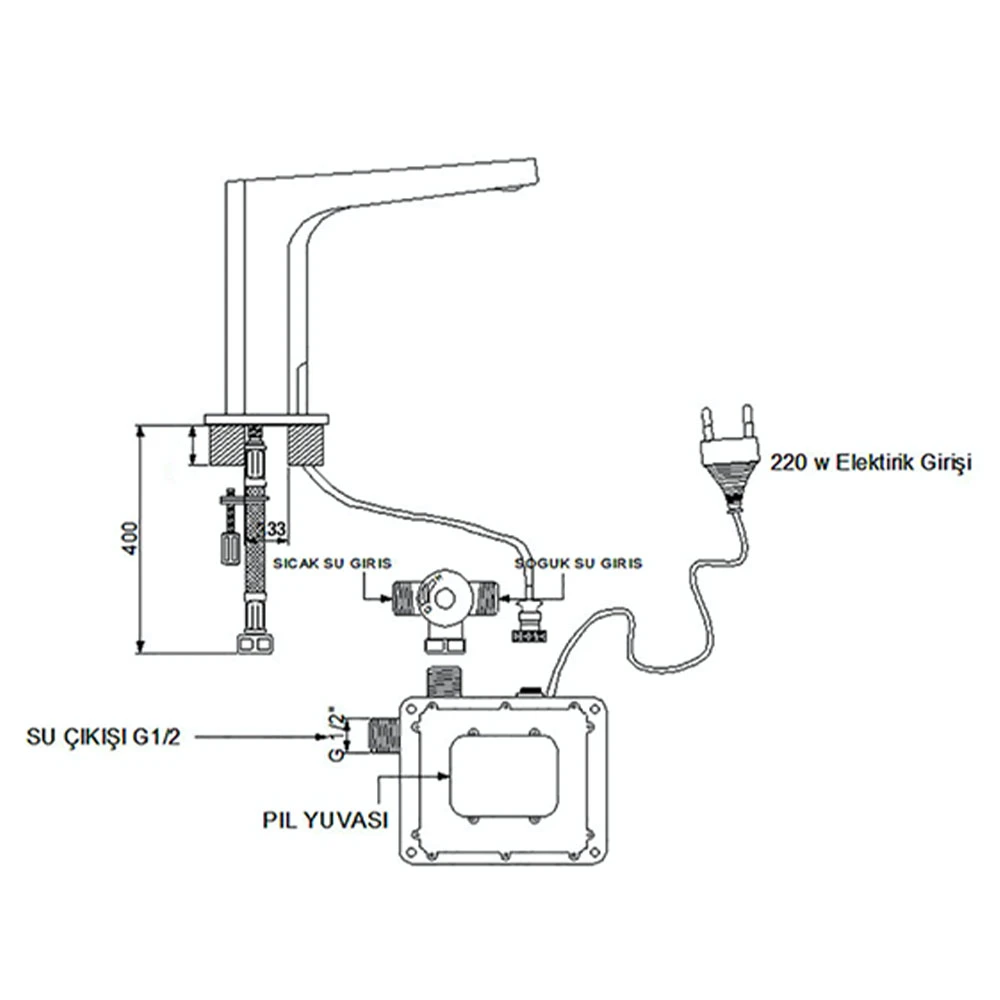 Newarc Teknofotoselli Aqua Fotoselli Lavabo Bataryası - 517523 3
