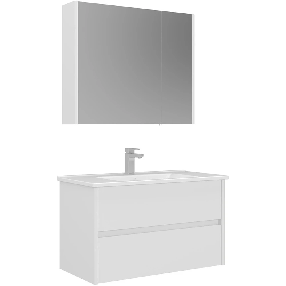 Orka Arno 85 Cm Parlak Beyaz Banyo Dolabı Takımı - 5008786