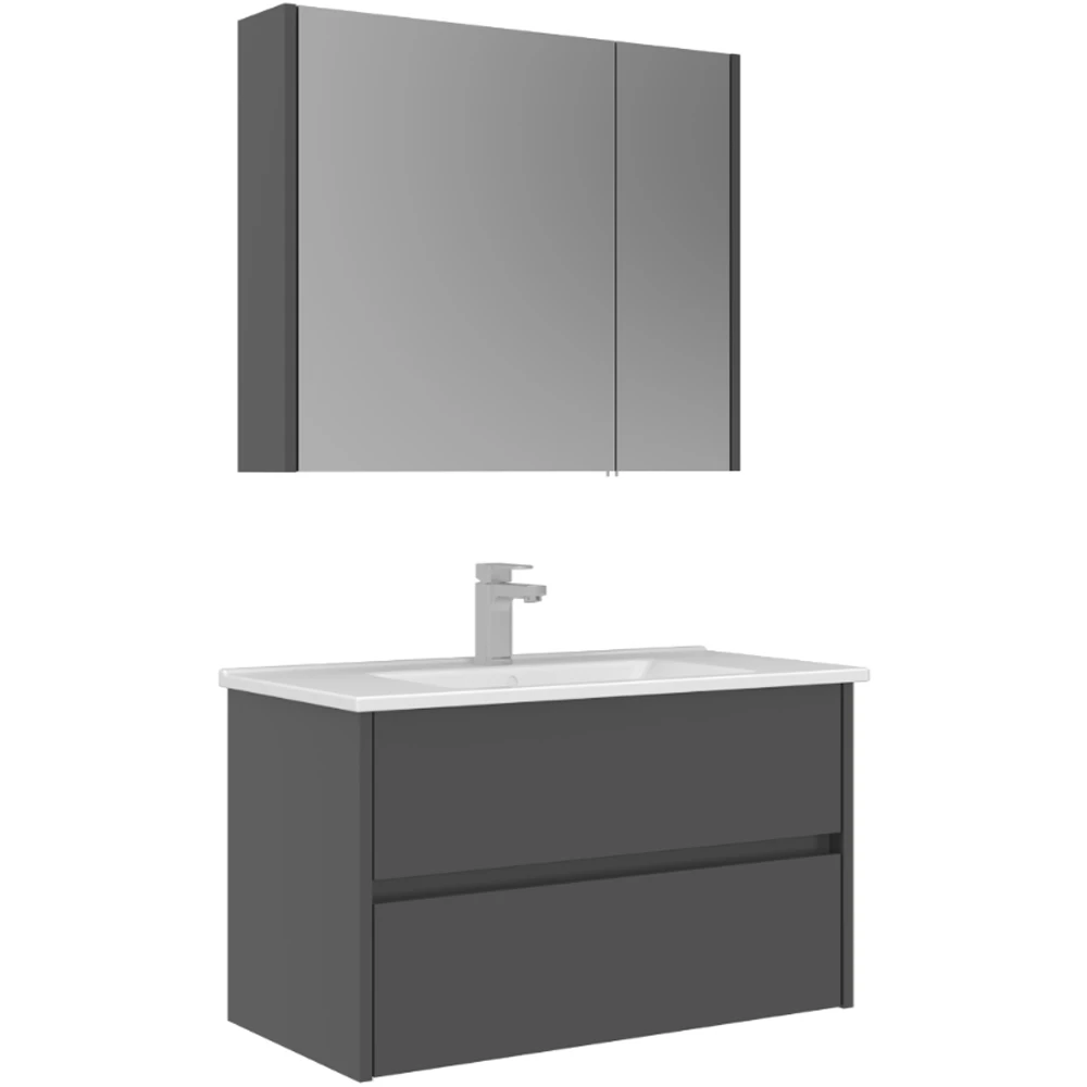 Orka Arno 85 Cm Parlak Gri Banyo Dolabı Takımı - 5008784