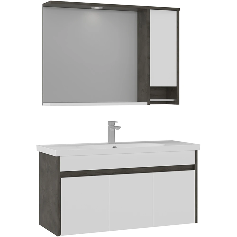 Orka Aydos 100 Cm Retro Gümüş Banyo Dolabı Takımı