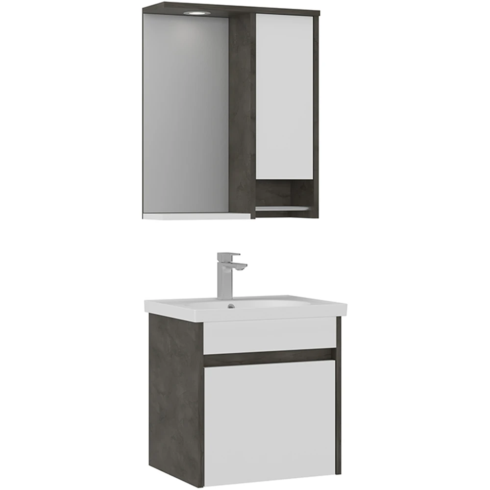 Orka Aydos 55 Cm Retro Gümüş Banyo Dolabı Takımı