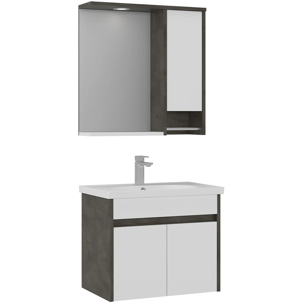 Orka Aydos 65 Cm Retro Gümüş Banyo Dolabı Takımı