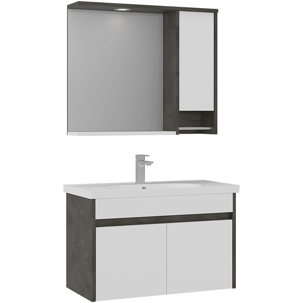 Orka Aydos 85 Cm Retro Gümüş Banyo Dolabı Takımı
