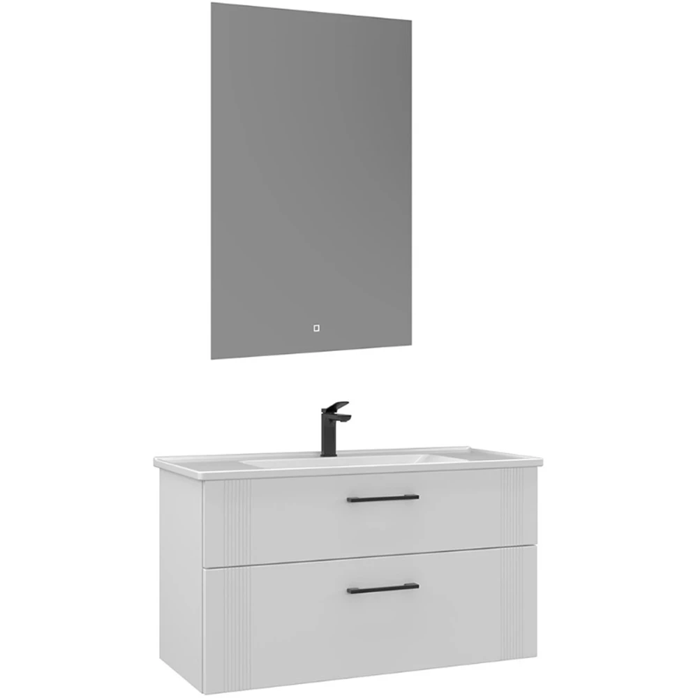 Orka Bari 100 Cm Mat Beyaz Banyo Dolabı Takımı - 5006580