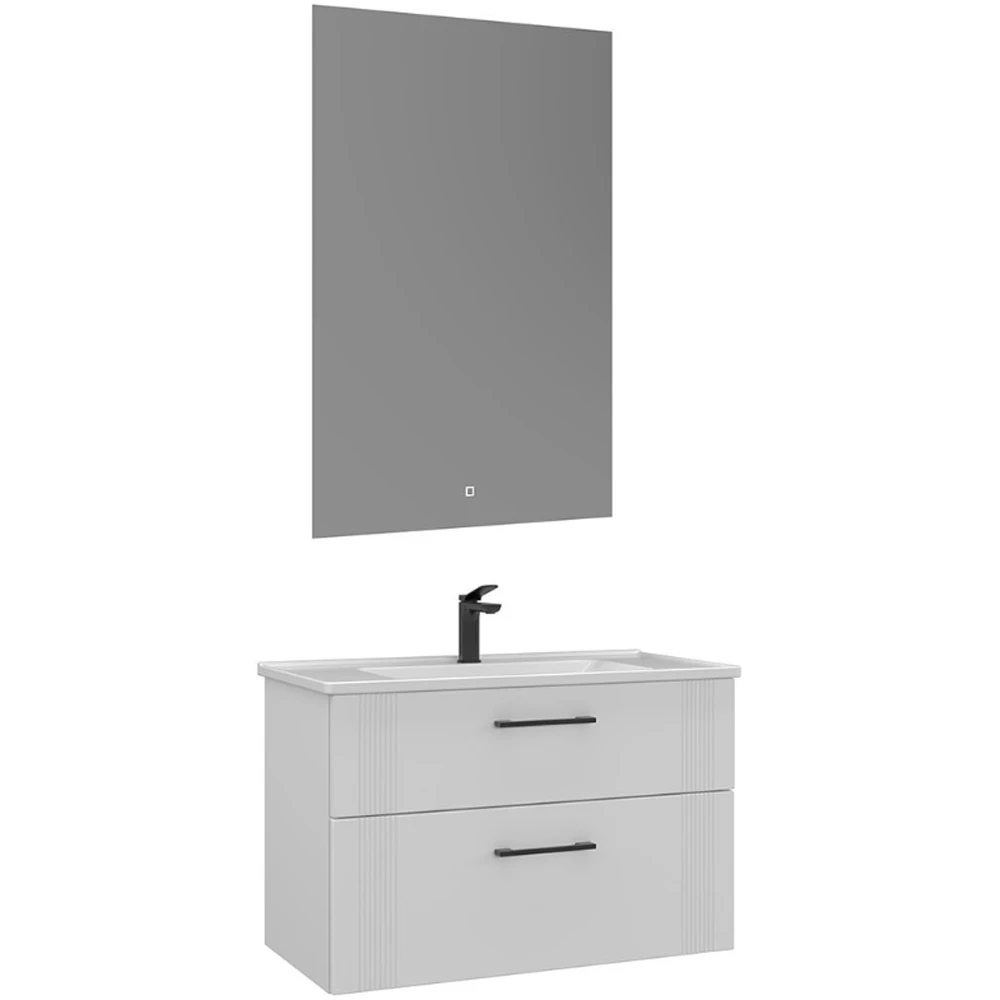 Orka Bari 85 Cm Mat Beyaz Banyo Dolabı Takımı - 5006576