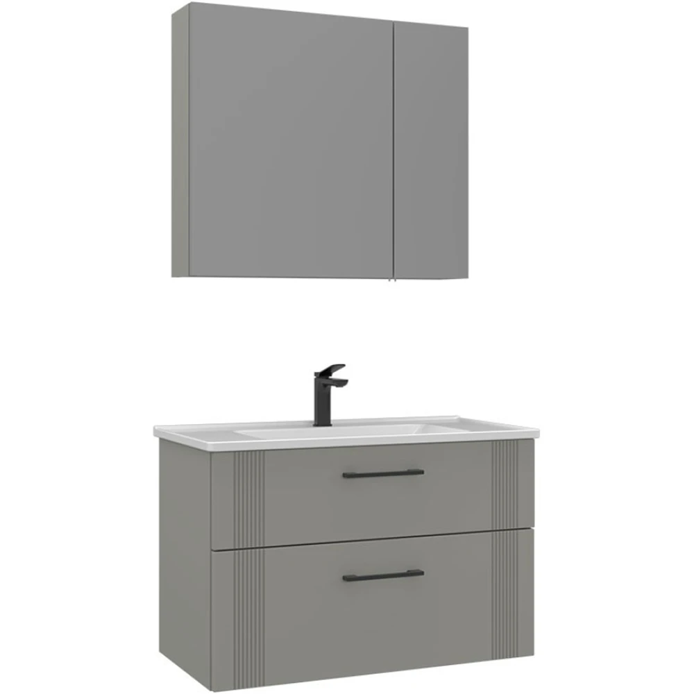 Orka Bari 85 Cm Mat Kaşmir Banyo Dolabı Takımı - 5006590
