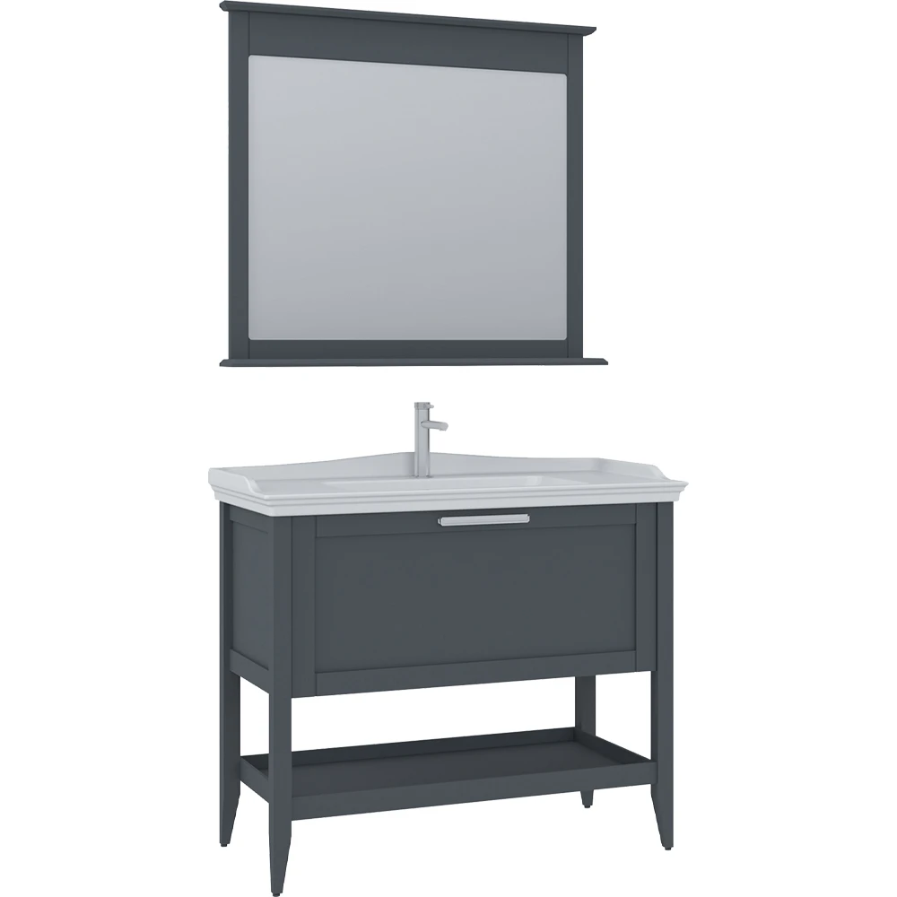 Orka Bastle 100 Cm Mat Antrasit Banyo Dolabı Takımı