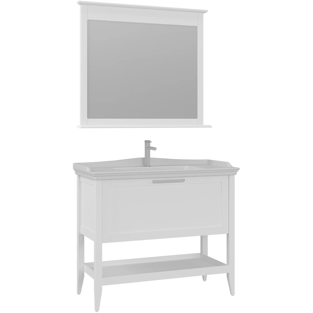 Orka Bastle 100 Cm Mat Beyaz Banyo Dolabı Takımı