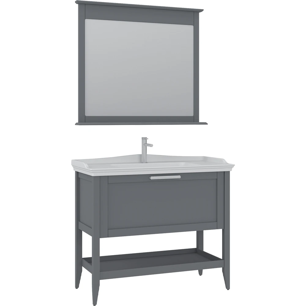 Orka Bastle 100 Cm Mat Gri Banyo Dolabı Takımı