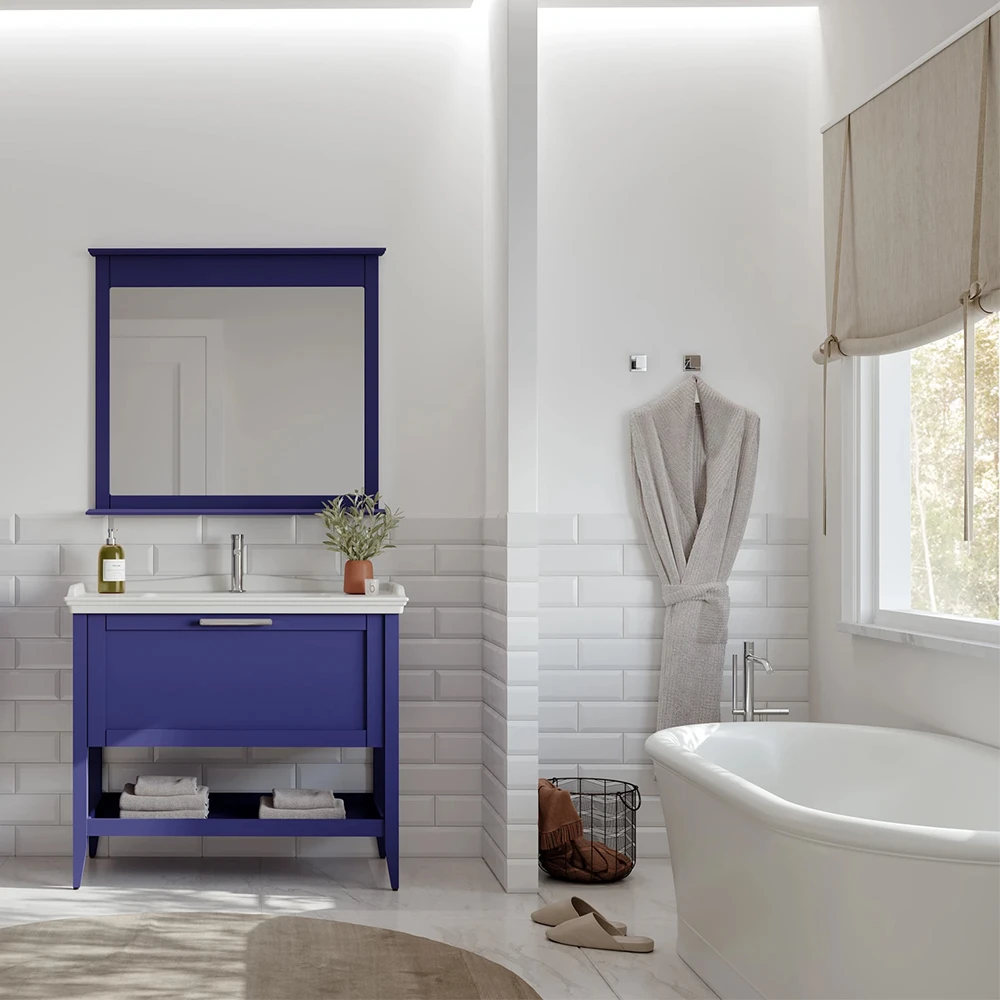Orka Bastle 100 Cm Mat Lacivert Banyo Dolabı Takımı 2