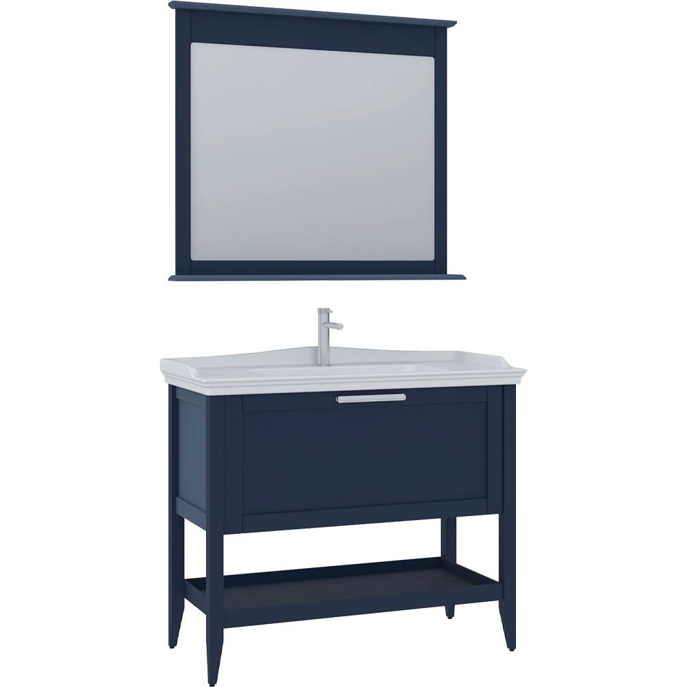 Orka Bastle 100 Cm Mat Lacivert Banyo Dolabı Takımı