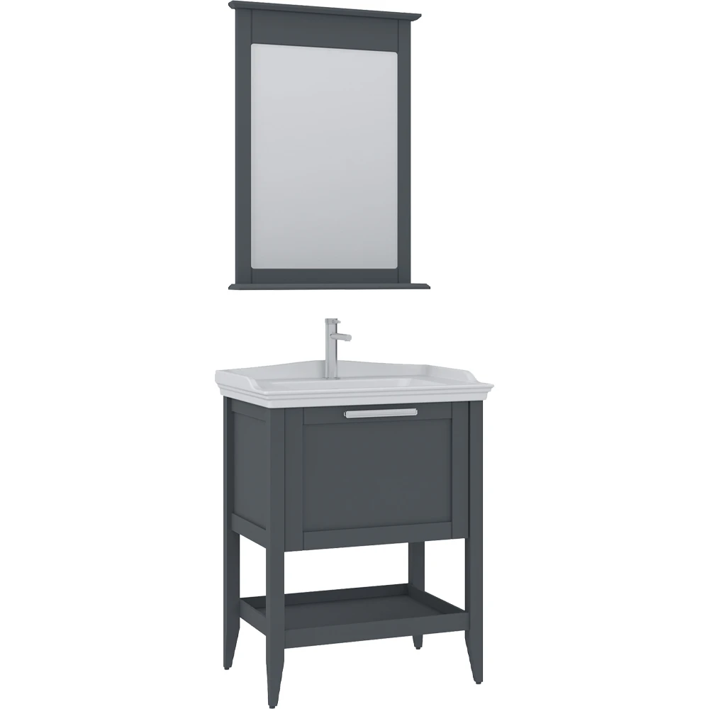 Orka Bastle 65 Cm Mat Antrasit Banyo Dolabı Takımı