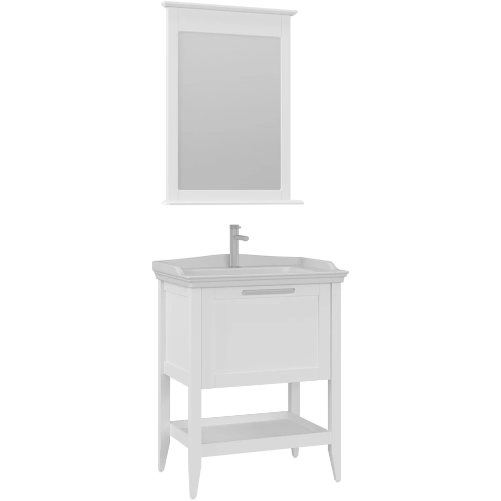 Orka Bastle 65 Cm Mat Beyaz Banyo Dolabı Takımı