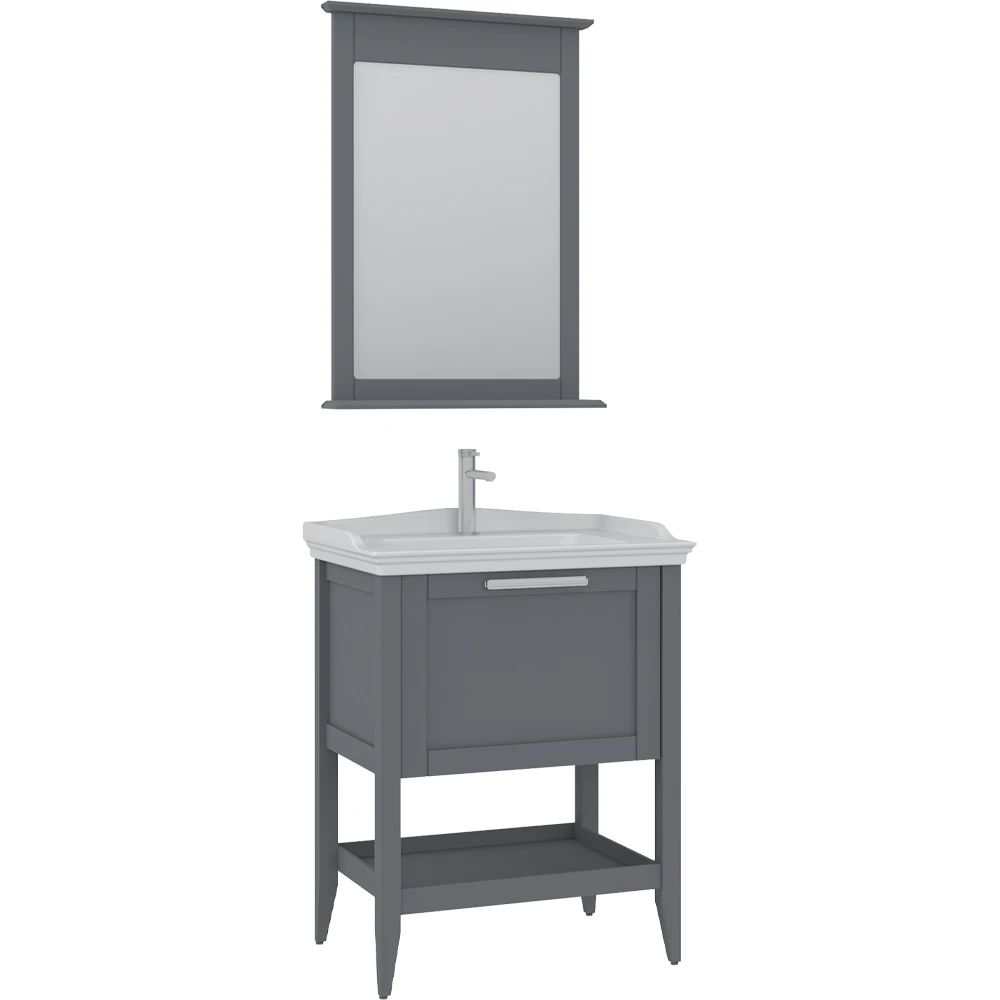 Orka Bastle 65 Cm Mat Gri Banyo Dolabı Takımı