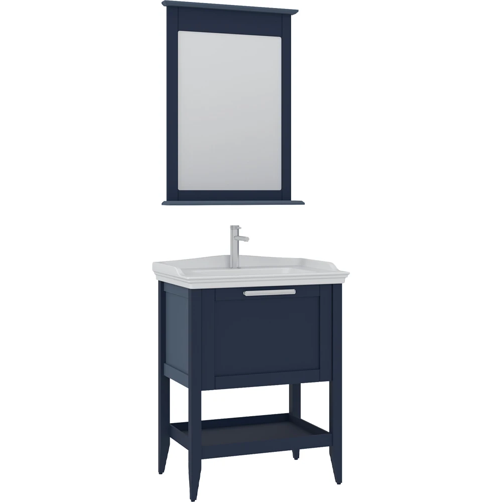 Orka Bastle 65 Cm Mat Lacivert Banyo Dolabı Takımı