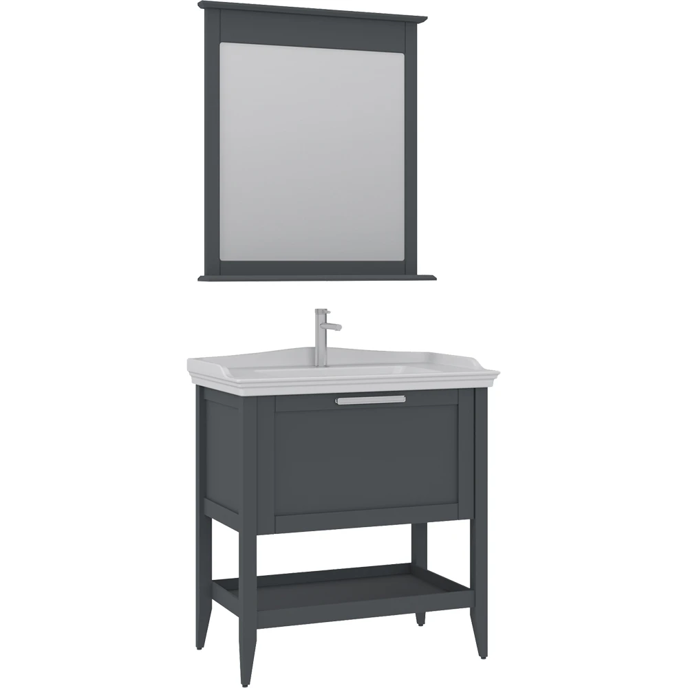 Orka Bastle 80 Cm Mat Antrasit Banyo Dolabı Takımı