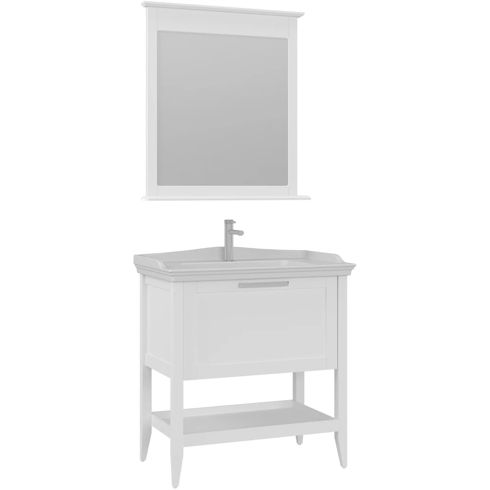 Orka Bastle 80 Cm Mat Beyaz Banyo Dolabı Takımı