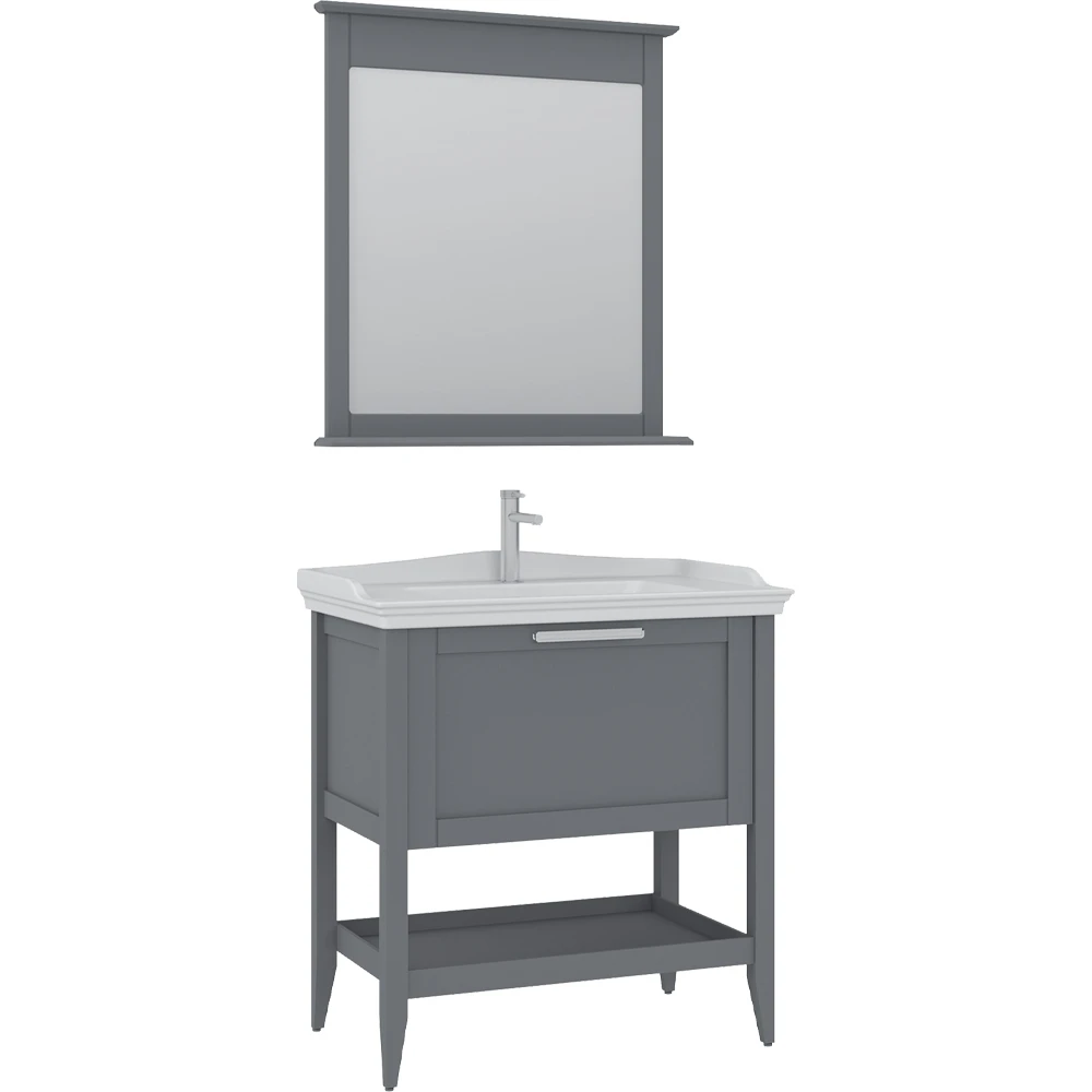 Orka Bastle 80 Cm Mat Gri Banyo Dolabı Takımı