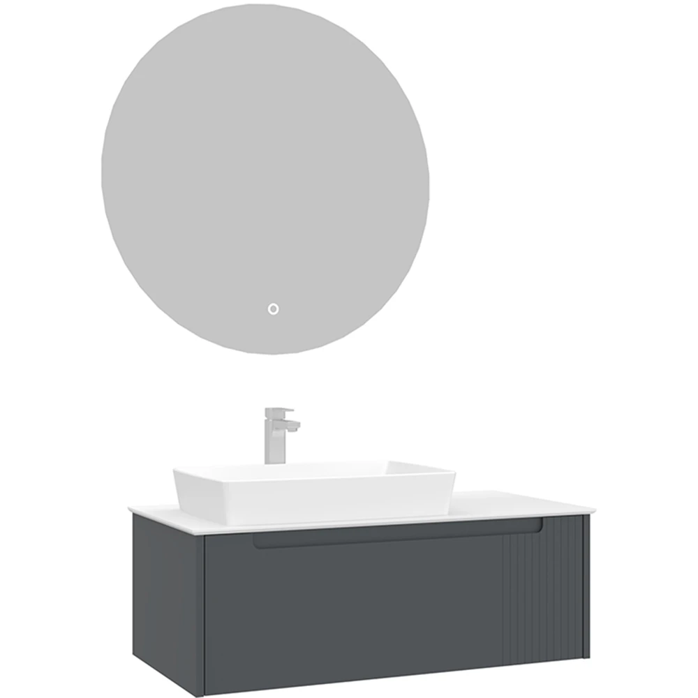 Orka Biella 100 Cm Mat Antrasit Banyo Dolabı Takımı - 5009892