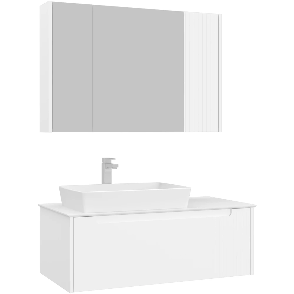 Orka Biella 100 Cm Mat Beyaz Banyo Dolabı Takımı - 5009889