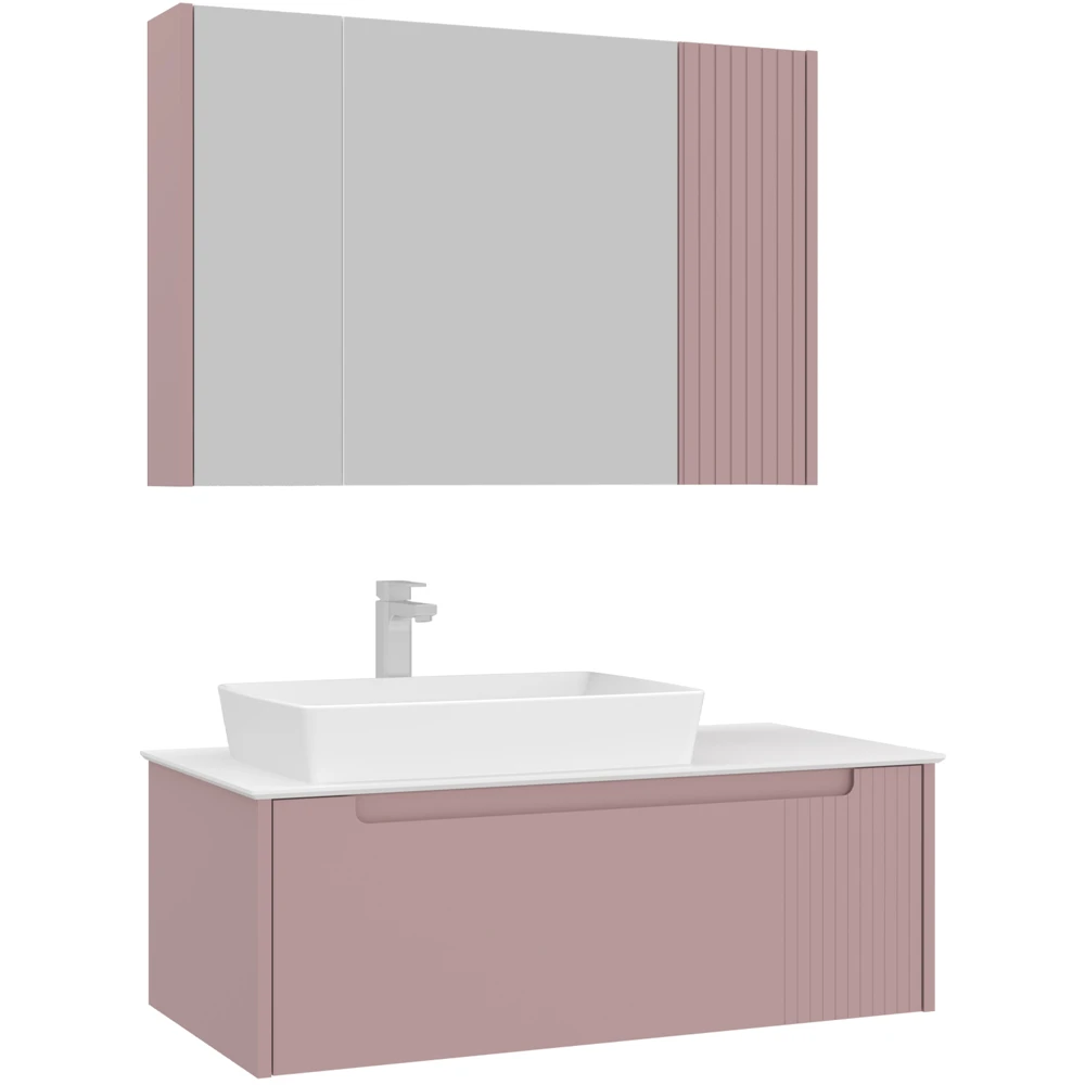 Orka Biella 100 Cm Mat Pudra Banyo Dolabı Takımı - 5009891