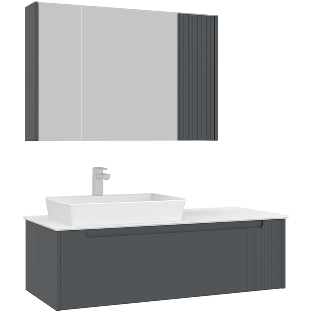 Orka Biella 120 Cm Mat Antrasit Banyo Dolabı Takımı - 5009900