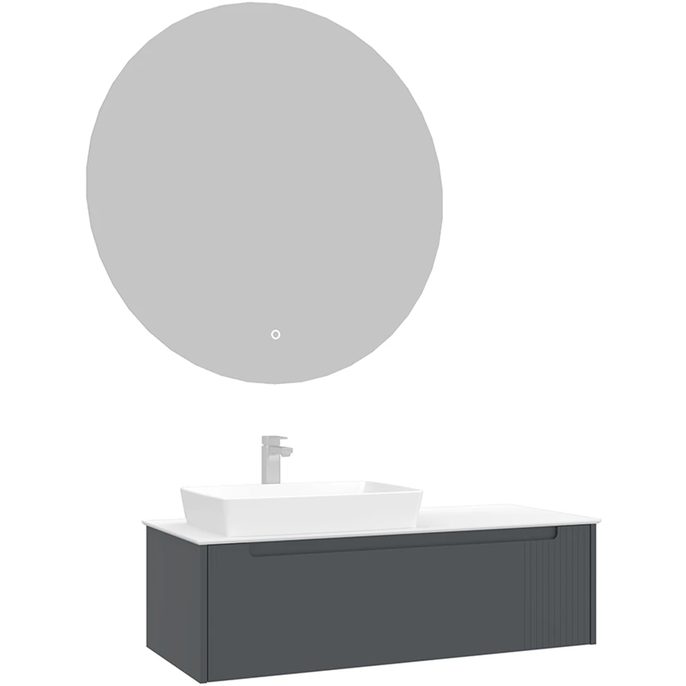Orka Biella 120 Cm Mat Antrasit Banyo Dolabı Takımı - 5009904