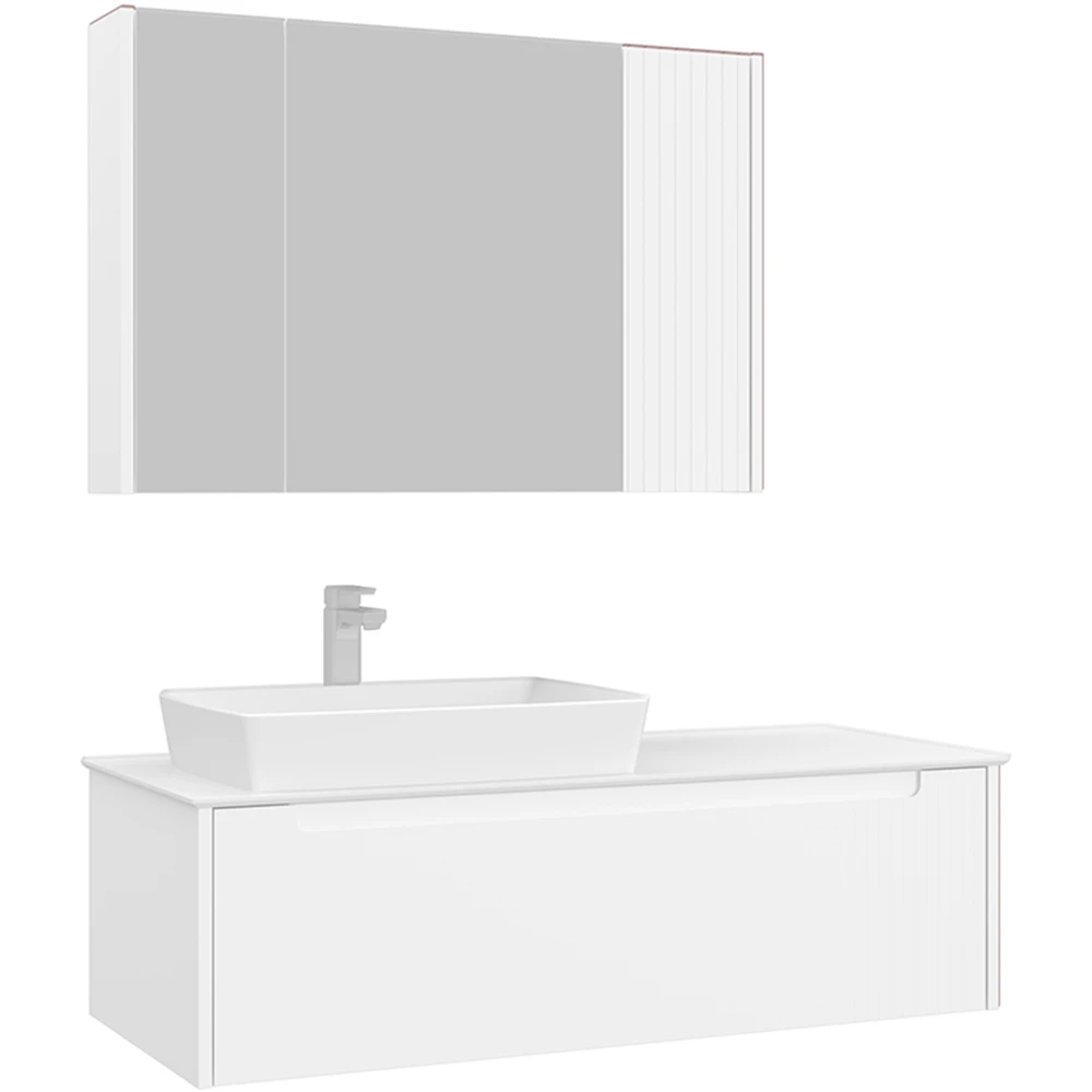 Orka Biella 120 Cm Mat Beyaz Banyo Dolabı Takımı - 5009901