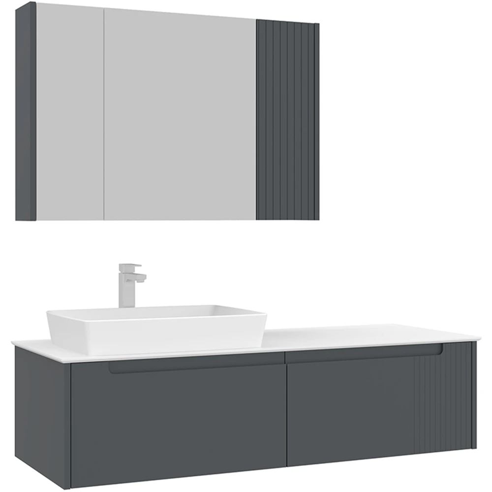 Orka Biella 140 Cm Mat Antrasit Banyo Dolabı Takımı - 5009912