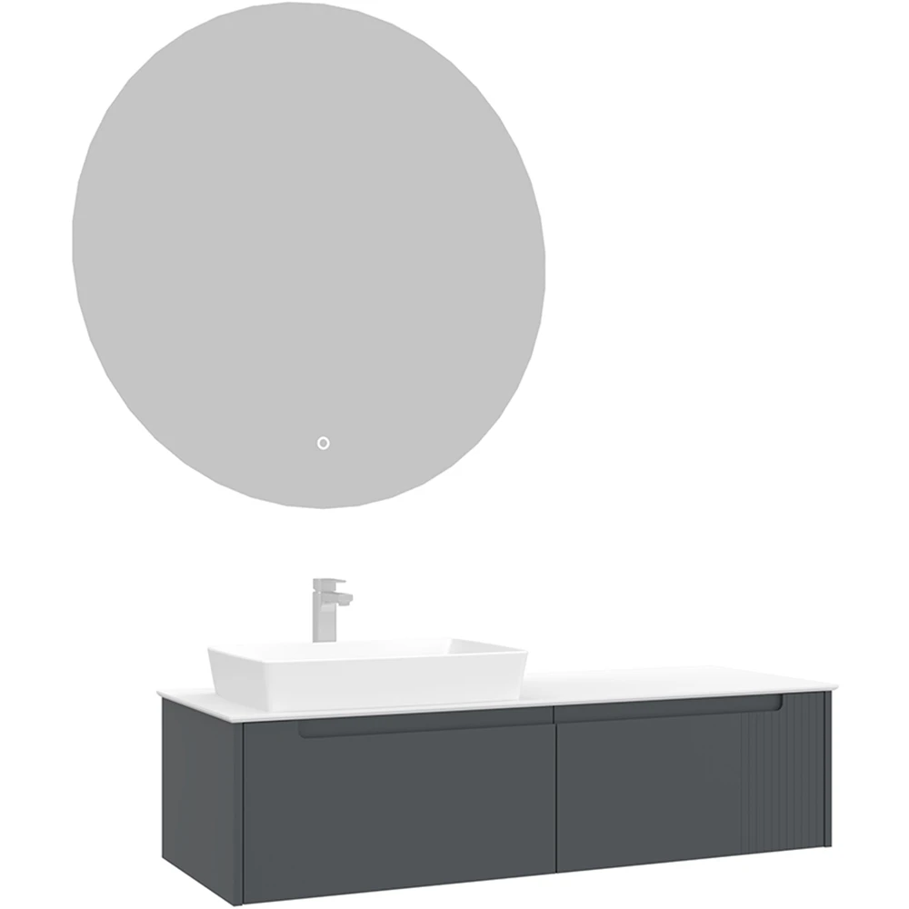 Orka Biella 140 Cm Mat Antrasit Banyo Dolabı Takımı - 5009916