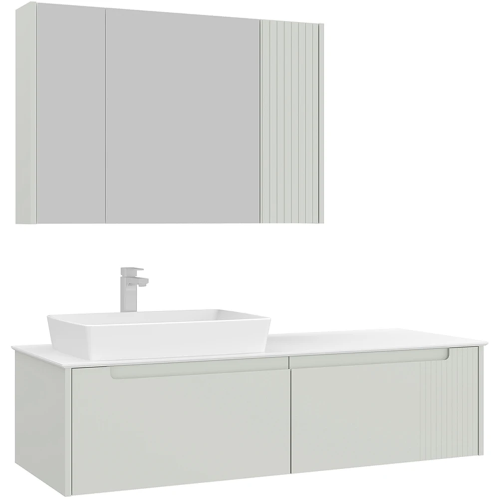 Orka Biella 140 Cm Mat Kaşmir Banyo Dolabı Takımı - 5009914