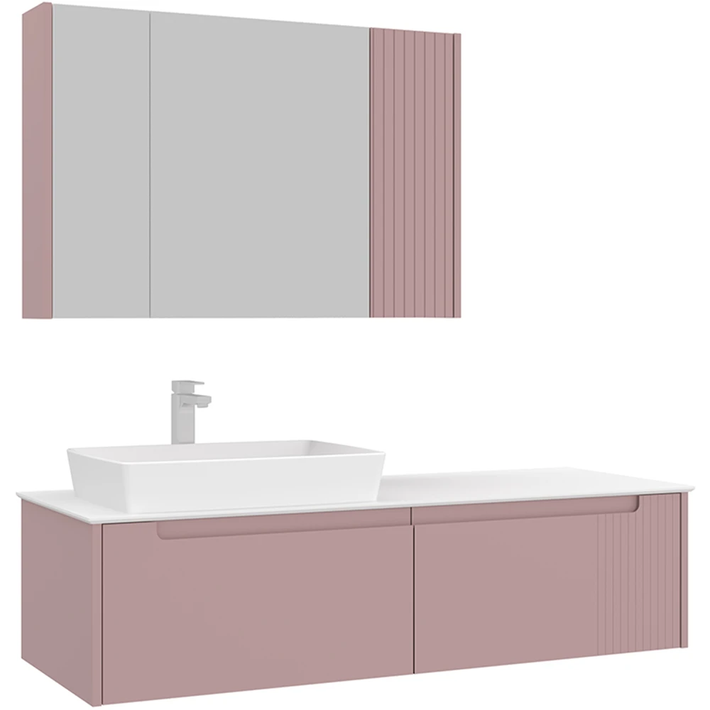 Orka Biella 140 Cm Mat Pudra Banyo Dolabı Takımı - 5009915