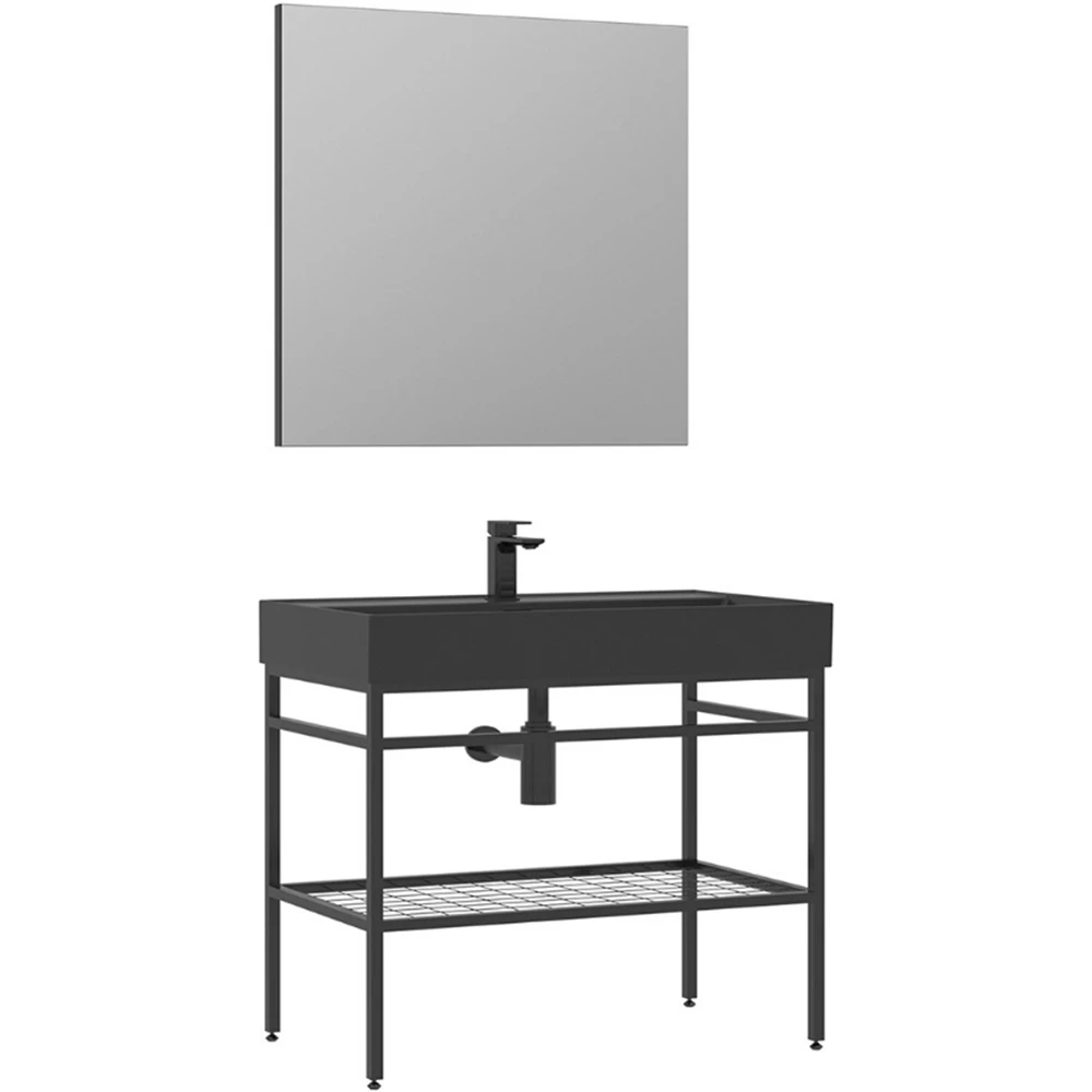 Orka Capetown 80 Cm Mat Siyah Banyo Dolabı Takımı - 5004886