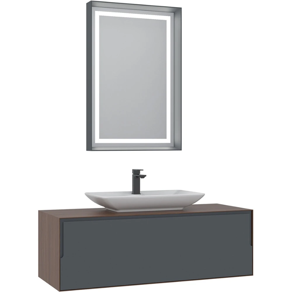 Orka Craft 120 Cm Ceviz-Antrasit Banyo Dolabı Takımı - 5003432