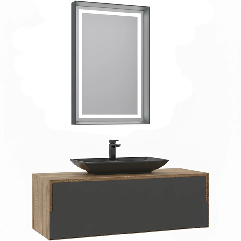Orka Craft 120 Cm Meşe-Antrasit Banyo Dolabı Takımı - 5000146