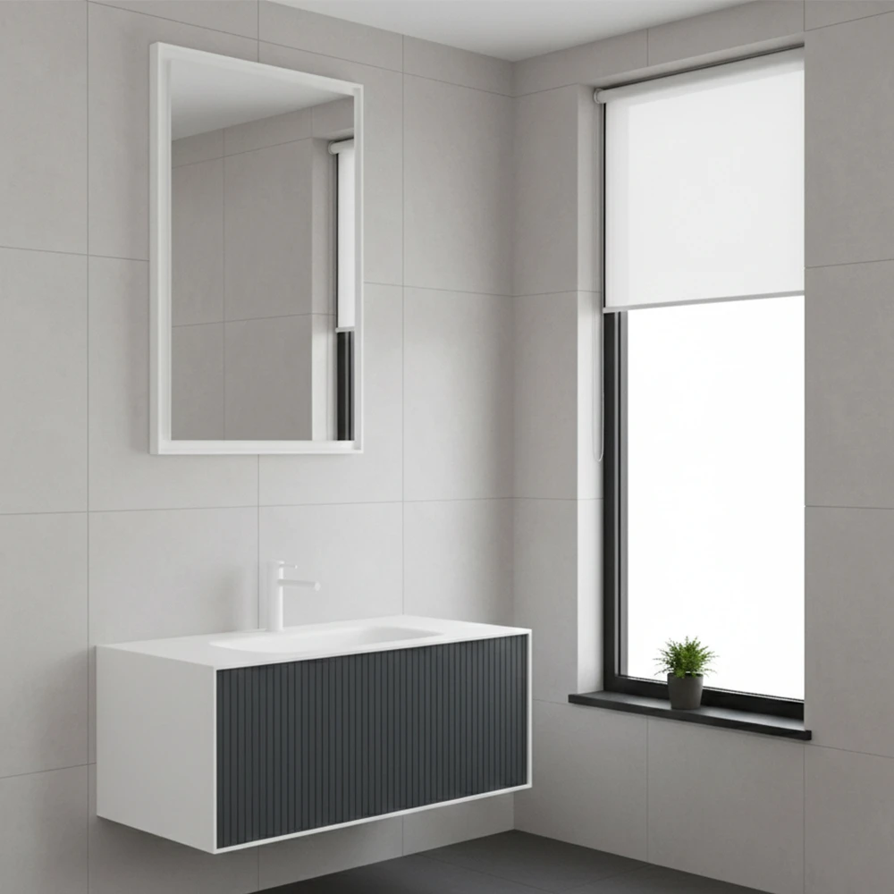 Orka Cube 100 Cm Mat Antrasit Banyo Dolabı Takımı 2