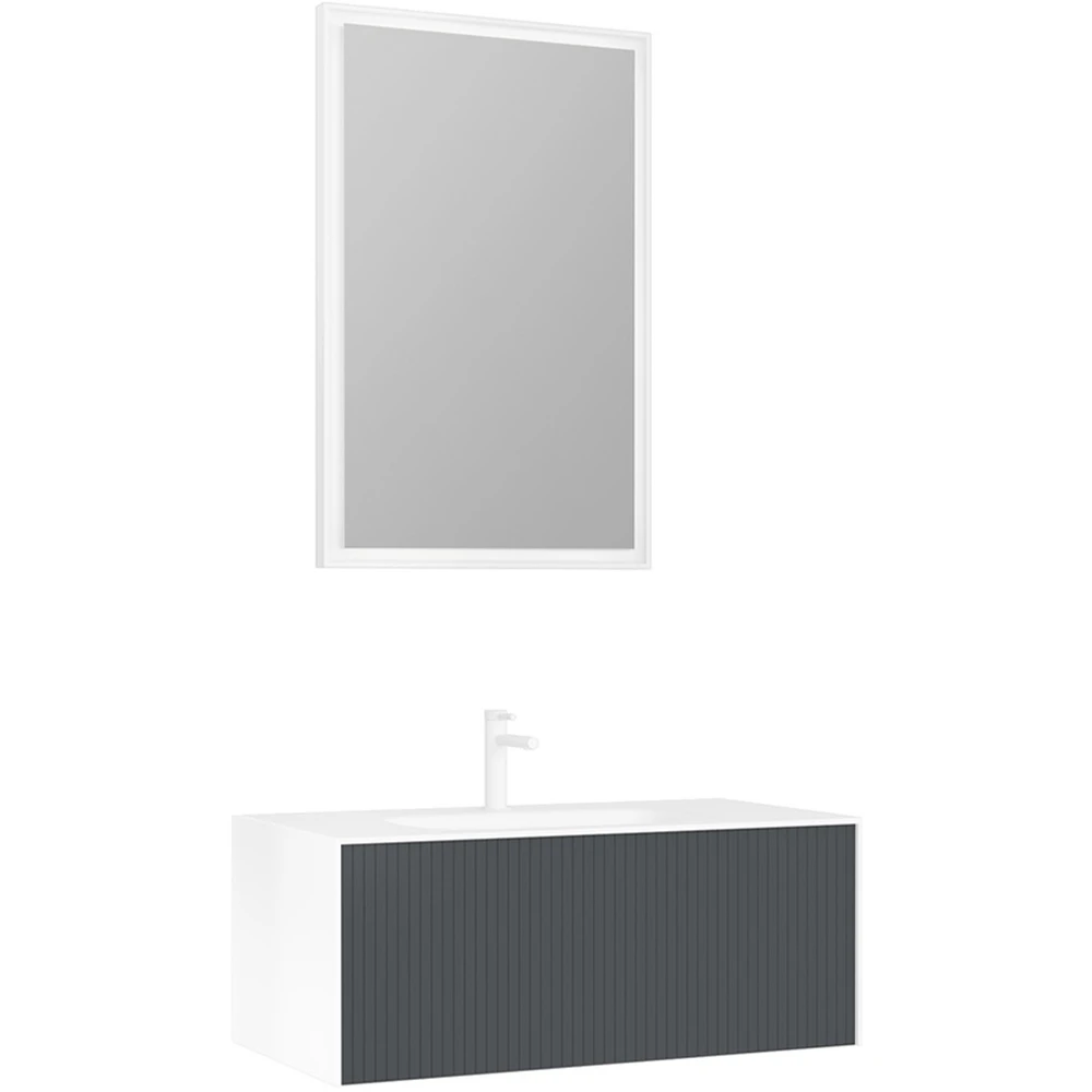 Orka Cube 100 Cm Mat Antrasit Banyo Dolabı Takımı