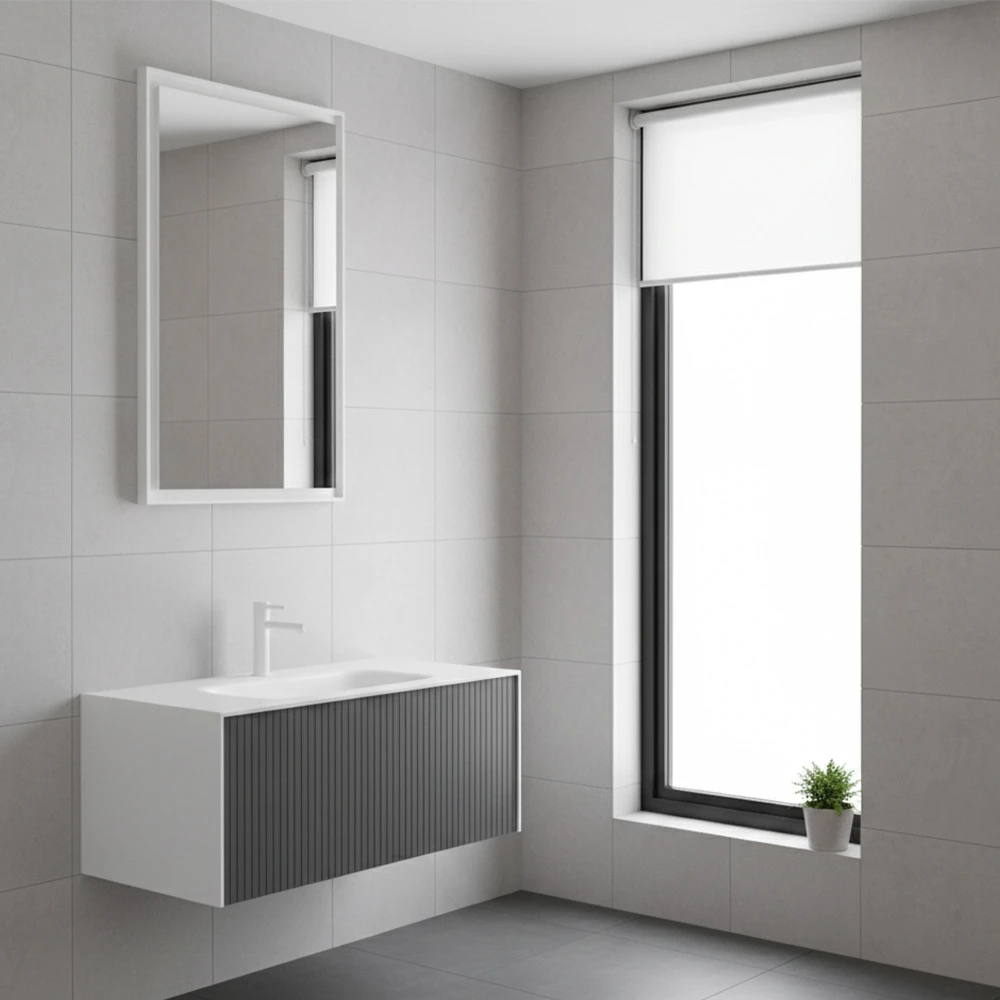 Orka Cube 100 Cm Mat Gri Banyo Dolabı Takımı 2