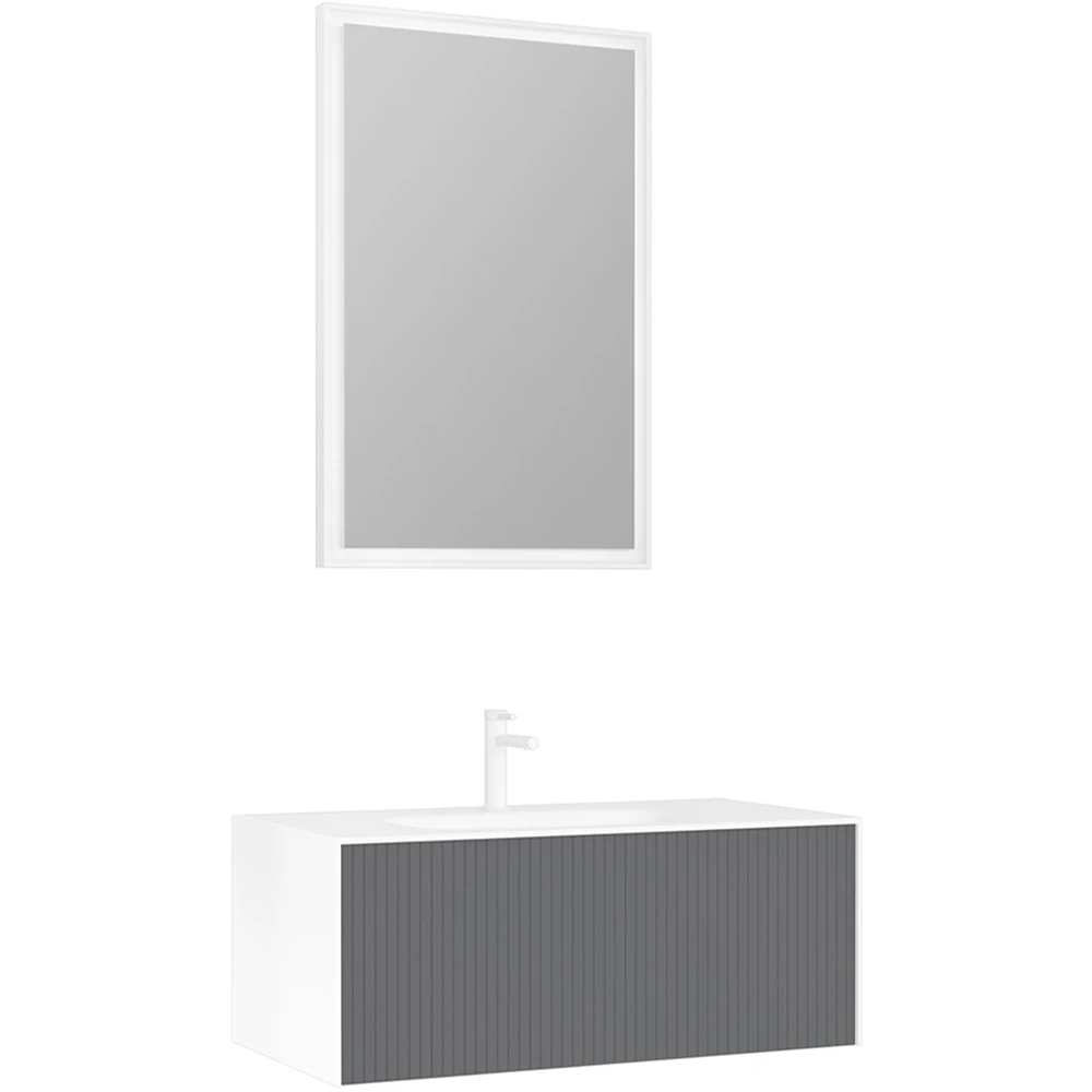 Orka Cube 100 Cm Mat Gri Banyo Dolabı Takımı