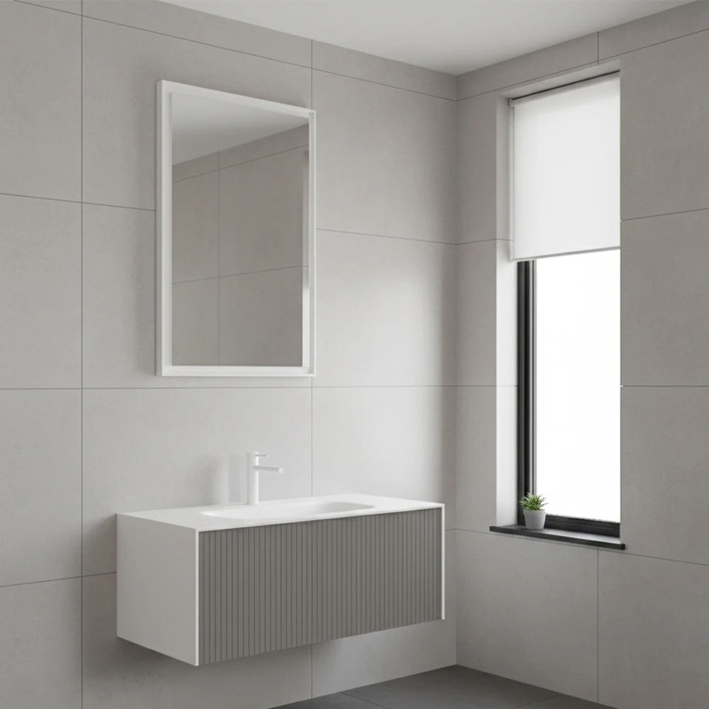 Orka Cube 100 Cm Mat Vizon Banyo Dolabı Takımı 2