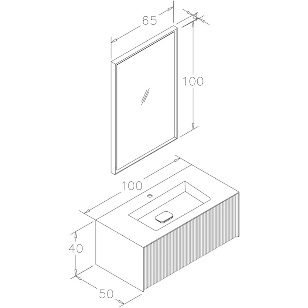Orka Cube 100 Cm Mat Vizon Banyo Dolabı Takımı 3