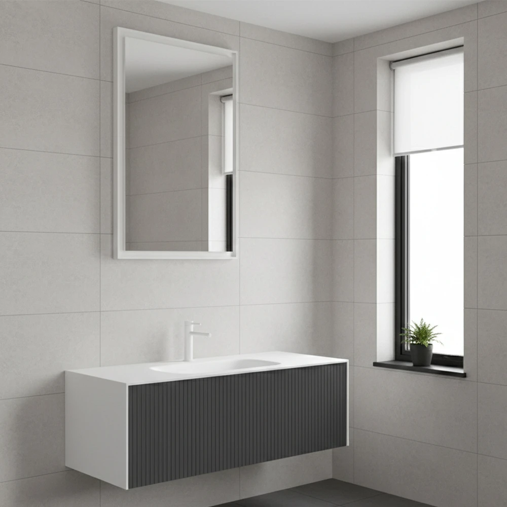 Orka Cube 120 Cm Mat Antrasit Banyo Dolabı Takımı 2