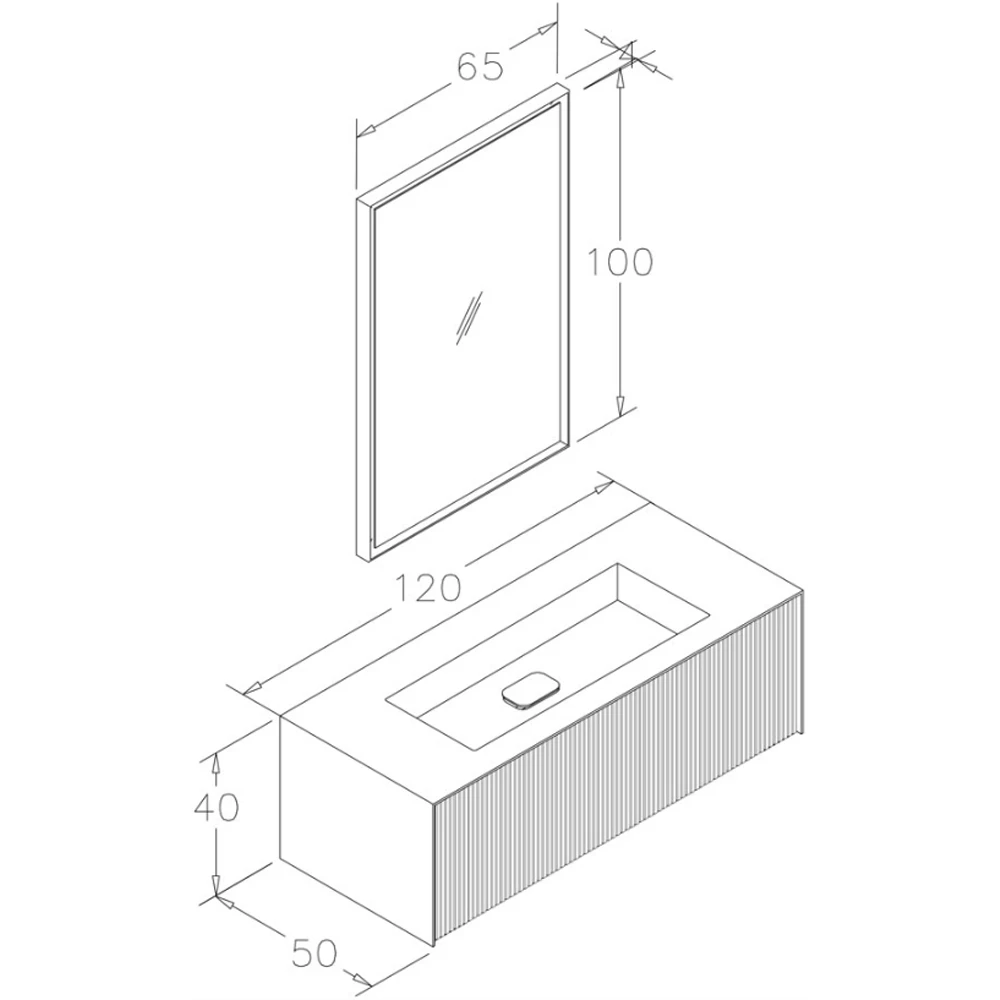 Orka Cube 120 Cm Mat Gri Banyo Dolabı Takımı 3